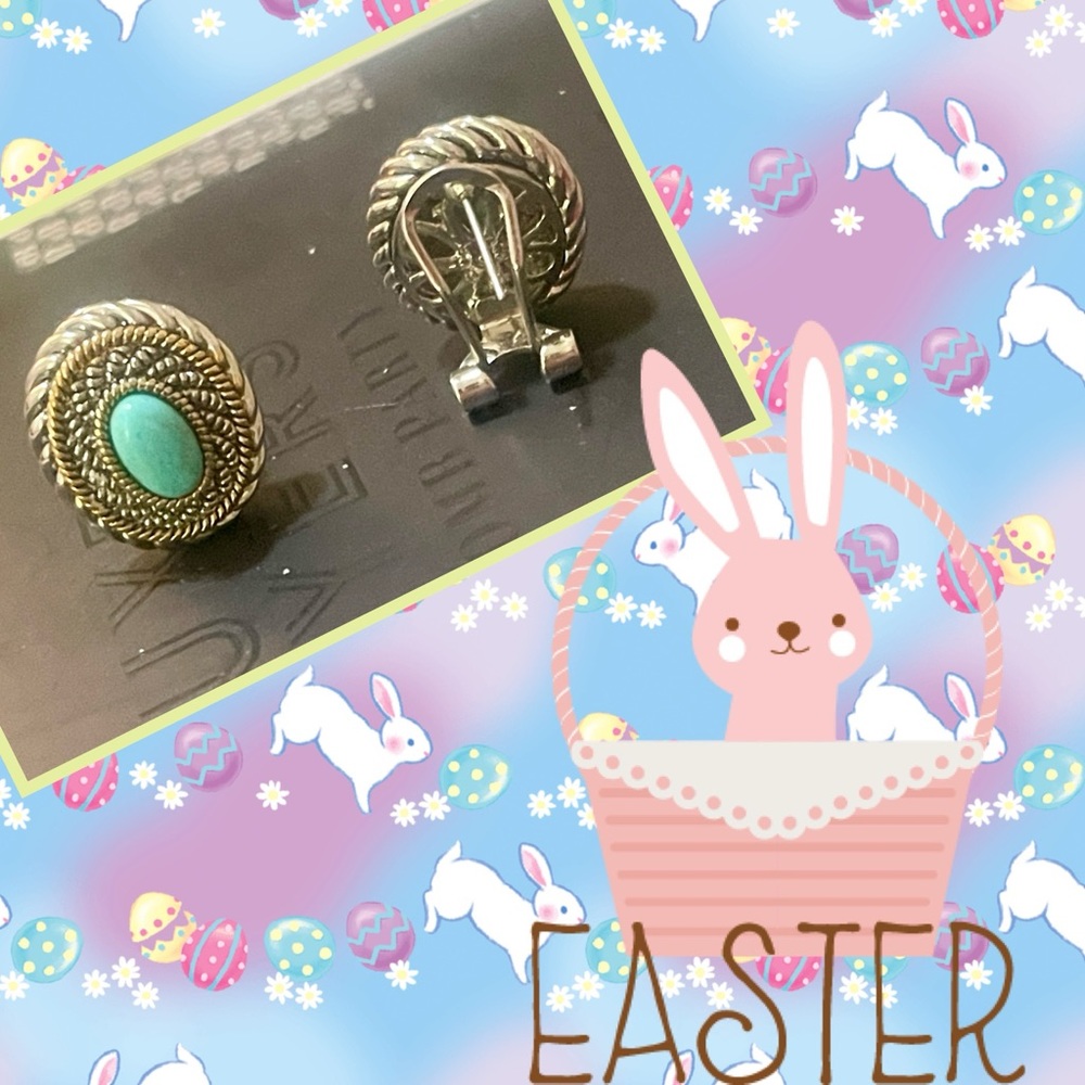 Silver, gold, and turquoise earrings